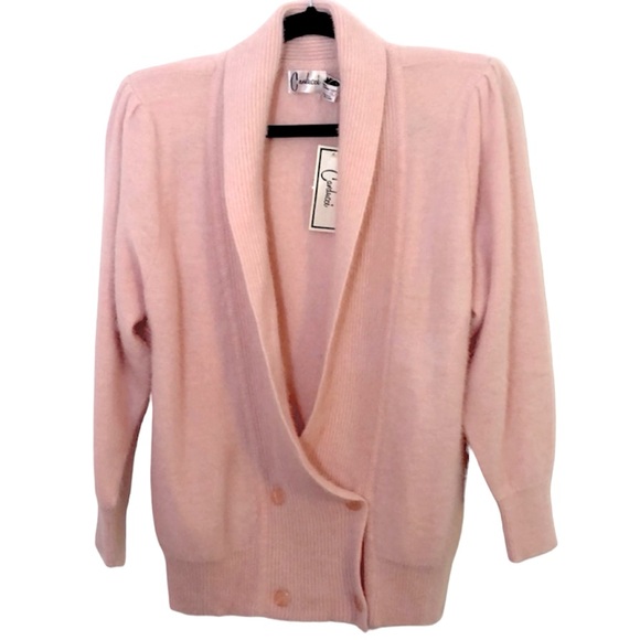 NWT Carducci lambs wool/angora pink cardigan feminine fall winter vintage style - Picture 1 of 16
